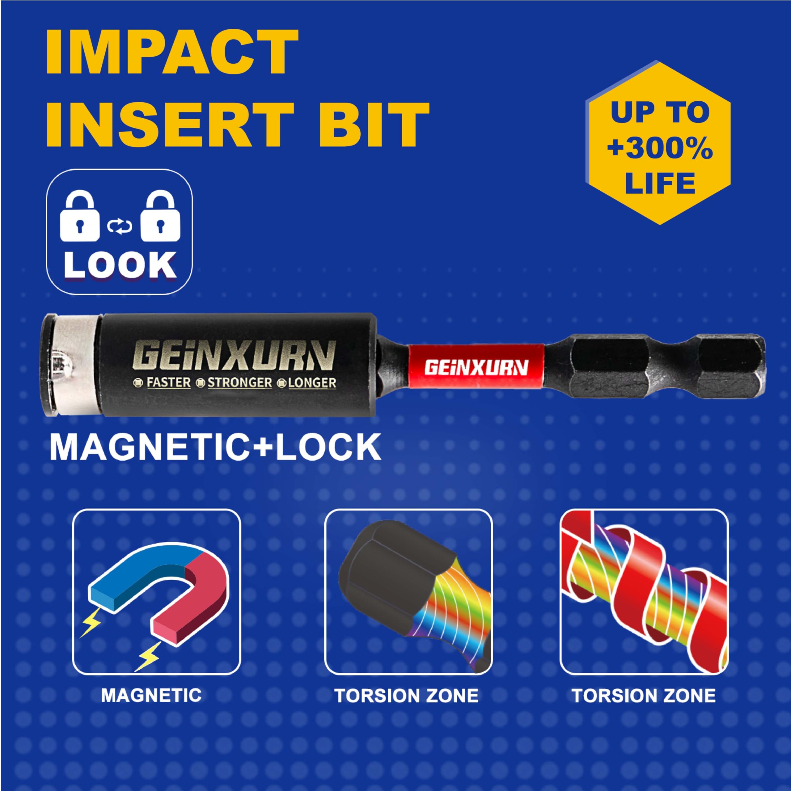 Geinxurn 2 In. Security T10 Impact Magnetic Screwdriver Bit